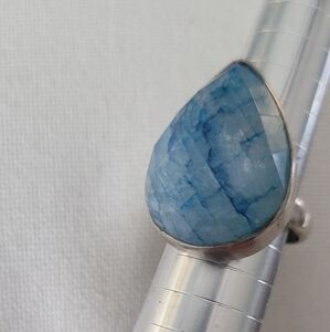 Faceted Aquamarine 925 Sterling Silver Ring